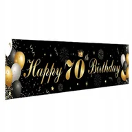 Dekoracje sali - Baner Urodzinowy Na 70 Urodziny 18Cm X 40Cm Czarno-Złoty - miniaturka - grafika 1