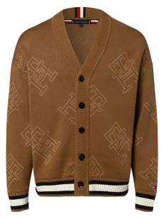 Tommy Hilfiger - Kardigan męski, beżowy|brązowy - Swetry męskie - miniaturka - grafika 1