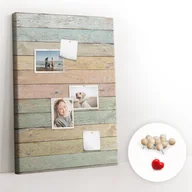 Tablice i flipcharty - Tablica Korkowa ze wzorem 70x100 cm + Pinezki Drewniane - Pastelowe deski - miniaturka - grafika 1