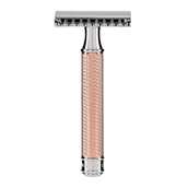 Maszynki do golenia i wkłady - M MÜHLE Młynek  klasyczny maszynka do golenia  grzebień  otwarty uchwyt czerwony pozłacany/chromowany/drobne ziselierung R41RG - miniaturka - grafika 1