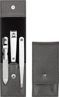 Akcesoria do paznokci - Akcesoria do manicure Classic Inox antracytowe w skórzanym etui 3 el. - miniaturka - grafika 1