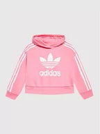 Odzież sportowa dziecięca - adidas Bluza adicolor HK0281 Różowy Loose Fit - miniaturka - grafika 1