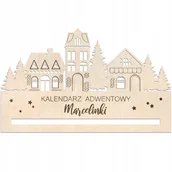 Ozdoby bożonarodzeniowe - Kalendarz adwentowy domek drewniana BAZA z IMIENIEM dziecka na ścianę - miniaturka - grafika 1