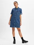 Sukienki - Noisy May Dżinsowa sukienka damska - NMNew Signe Kobiety Bawełna niebieski jednolity, S - miniaturka - grafika 1