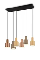 Lampy sufitowe - Trio Leuchten Lampa wisząca brązowa z taupe i beżem 6-punktowa - Ans - miniaturka - grafika 1