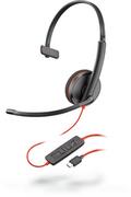 Słuchawki - POLY Blackwire 3200 (209748-201) USB-C czarno-czerwone - miniaturka - grafika 1