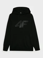 Bluzy sportowe męskie - Męska bluza dresowa nierozpinana z kapturem 4F 4FWMM00TSWSM1766 - czarna - miniaturka - grafika 1