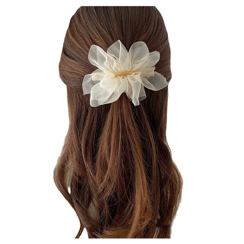 Spinka Do Włosów Ozdobna Kremowa Materiałowa Klamerka Elegancka Ślubna