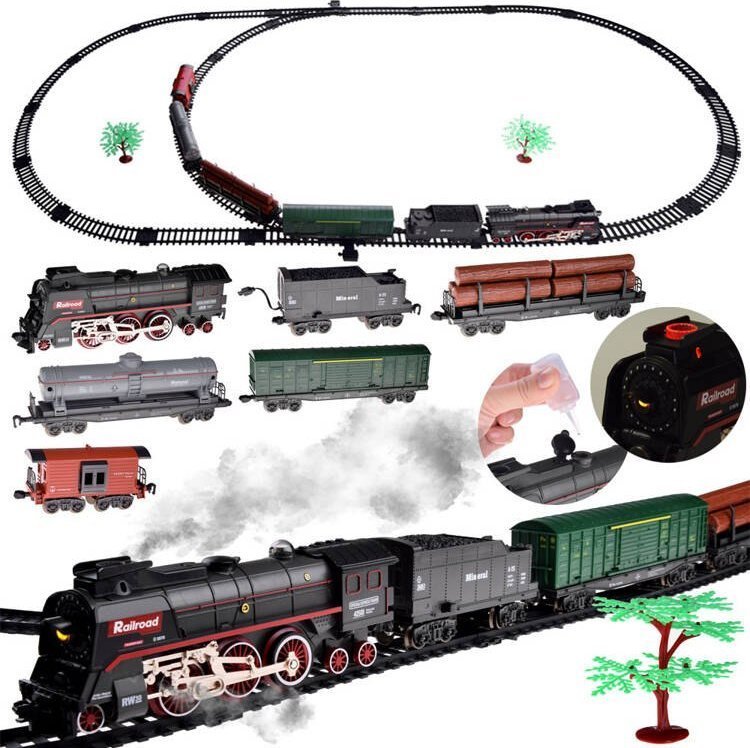 Jokomisiada Kolejka elektryczna pociąg 185x99cm dymi paruje efekt dźwiękowy RC0622