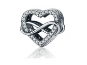 Pandora Valerio.pl Rodowany srebrny charms do nieskończona miłość serce heart infinity srebro 925 NEW113 NEW113