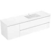 Szafki łazienkowe - Mexen Rivel szafka łazienkowa 160 cm z umywalką Otis prawą, 2S, 1D, ryflowana, biała mat - 91A23-16047-3-BBFFF01-W18P01 - miniaturka - grafika 1
