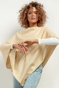 Ponczo z dzianiny swetrowej, T419, one size, jasny beż - Swetry damskie Ponczo z dzianiny swetrowej, T419, one size, jasny beż - Swetry damskie - miniaturka - grafika 1