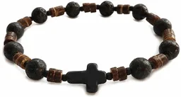 Różaniec na rękę onyks matowy drewno kokosowe 8758 - Biżuteria religijna - miniaturka - grafika 1
