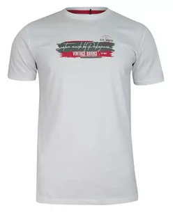 T-shirt Biały z Nadrukiem, Bawełniany, Męski, Krótki Rękaw, U-neck -PAKO JEANS - Pako Jeans - Koszulki męskie - miniaturka - grafika 1