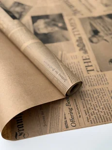 Papier kraftowy do pakowania prezentów ze wzorem Gazeta, czarny - Folia, papier śniadaniowy, serwetki - miniaturka - grafika 1