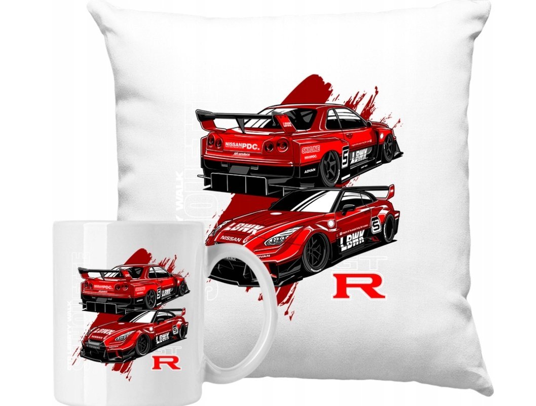 ZESTAW PODUSZKA + KUBEK Szybkie Auta Motoryzacja JDM Pomysł Na Prezent #17