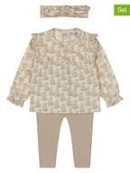 Kaftaniki dla niemowląt - Dirkje 3-częściowy zestaw w kolorze kremowo-beżowym - miniaturka - grafika 1