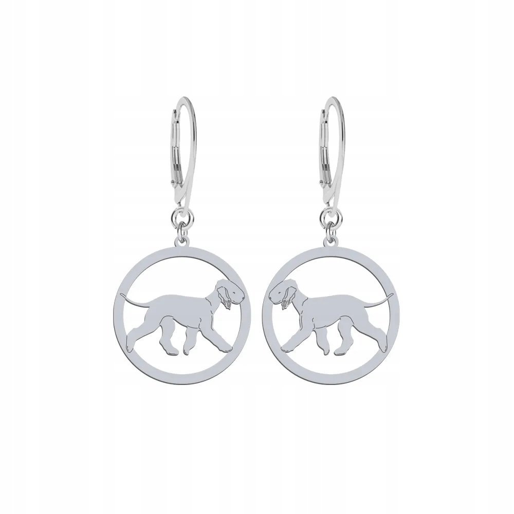 Kolczyki Srebrne z psem Bedlington Terrier 925 Biżuteria GRAWER GRATIS