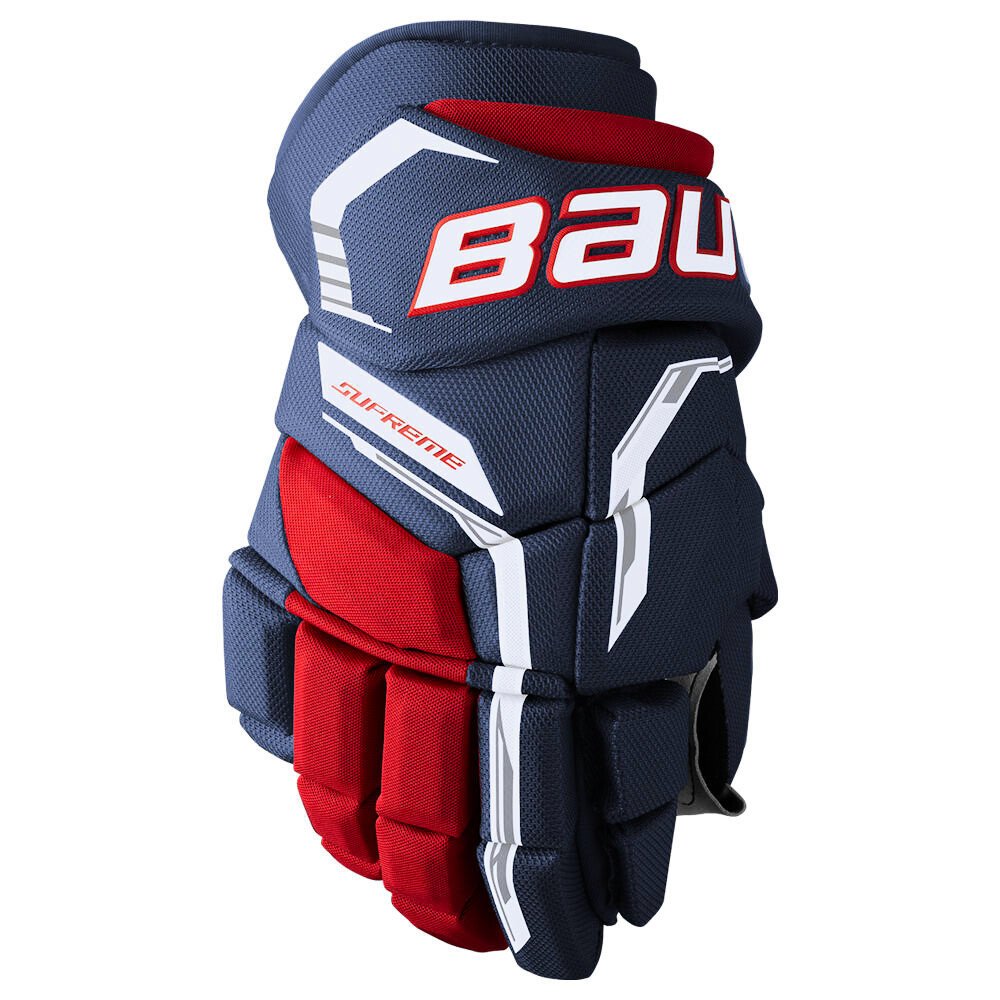 Rękawice hokejowe Bauer Supreme FUSE Navy/Red/White Intermediate 12″