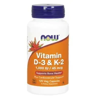 Suplementy naturalne - Now Foods Witamina D3 1000 IU + K2 MK4 45 mcg (120 kaps.) - miniaturka - grafika 1