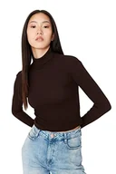 Bluzki damskie - Trendyol Damska dopasowana standardowa dzianinowa bluzka z golfem, Brązowy, XL - miniaturka - grafika 1