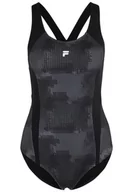 Stroje kąpielowe - FILA Sanya AOP damski kostium kąpielowy, Black Pills Camo Aop, XL - miniaturka - grafika 1