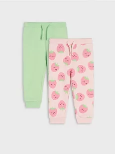 Sinsay - Spodnie dresowe 2 pack - różowy - Body dla niemowląt - miniaturka - grafika 1