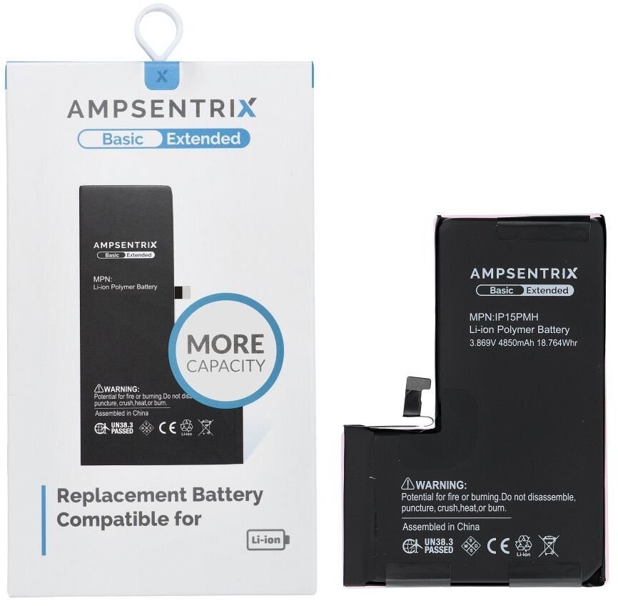 AmpSentrix Basic bateria do iPhone 15 Pro Max zwiększona pojemność