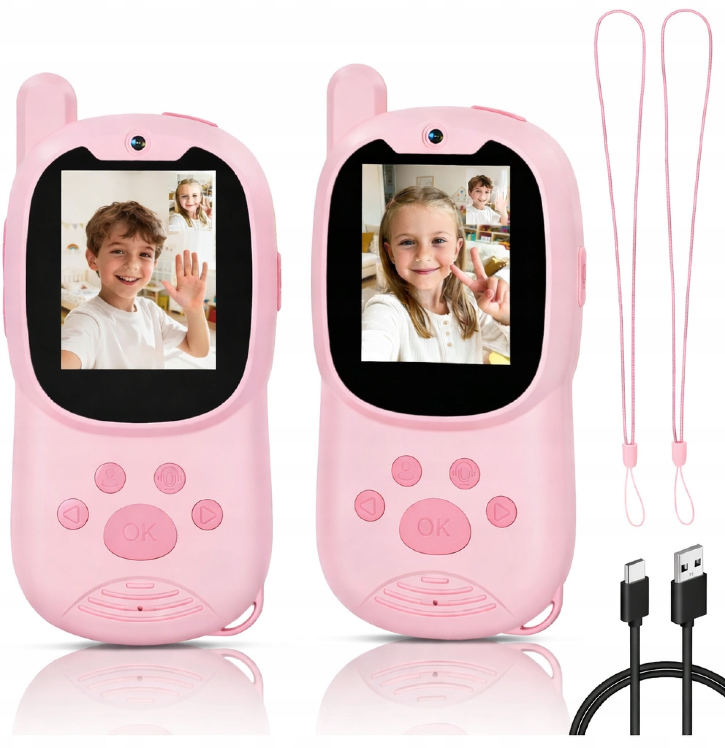 AMT 2x WALKIE TALKIE DLA DZIECI ZESTAW 2 KRÓTKOFALÓWKI ŁOKI TOKI 2 SZT Z KAMERĄ