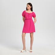 Sukienki - Sinsay - Sukienka mini z wiązaniem - Różowy - miniaturka - grafika 1