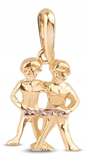 KLASYCZNA ZŁOTA ZAWIESZKA ZE ZNAKIEM ZODIAKU BLIŹNIĘTA GEMINI 14KT 585