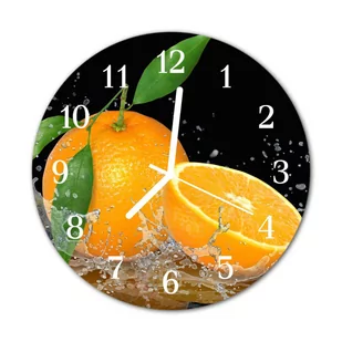Zegar na szkle ścienny Okrągły Pomarańcze Owoc - Zegary - miniaturka - grafika 1