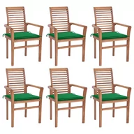 Fotele i krzesła ogrodowe - vidaXL Lumarko Krzesła stołowe z zielonymi poduszkami, 6 szt., drewno tekowe! 3072951 - miniaturka - grafika 1