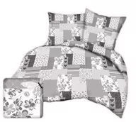 Pościel - Pościel bawełniana 160x200 szara patchwork serca motyle kwiaty - miniaturka - grafika 1