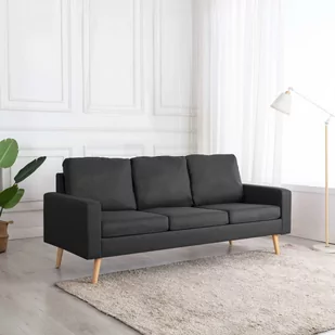 vidaXL 3-osobowa sofa, ciemnoszara, tapicerowana tkaniną - Sofy i kanapy - miniaturka - grafika 1