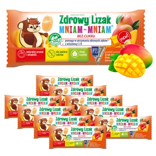 Zdrowy lizak dla dzieci mniam mniam z witaminami smak mango ZESTAW 10 sztuk - Gumy do żucia, lizaki, dropsy - miniaturka - grafika 1
