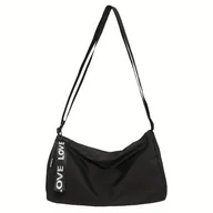 Torebki damskie - TEMU Czarna Nylonowa Torba na Ramię z Regulowanym Paskiem - Duża Pojemność, Lekka i Składana na Podróże, Sport i Użytek w Siłowni - Trwałe Zamknięcie - miniaturka - grafika 1