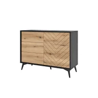 Komody - Komoda KSZ104 Diamond Piaski Meble Dąb Evoke, Czarna Struktura - miniaturka - grafika 1