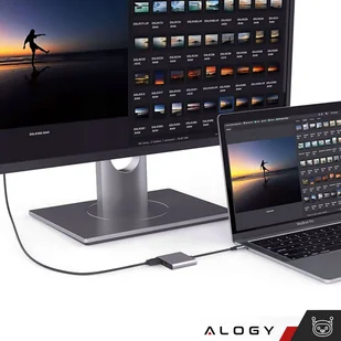 Adapter przejściówka HUB 3w1 USB-C na HDMI USB-A USB-C 4K 60Hz Alogy szary - Kable - miniaturka - grafika 13