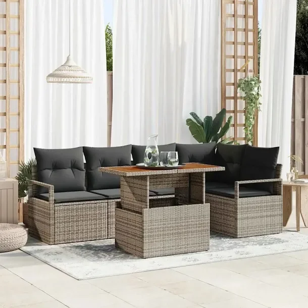 Zestaw Ogrodowy Sofa Modułowa z Rattanu, Szaro-Brązowy, 80-120x60 cm