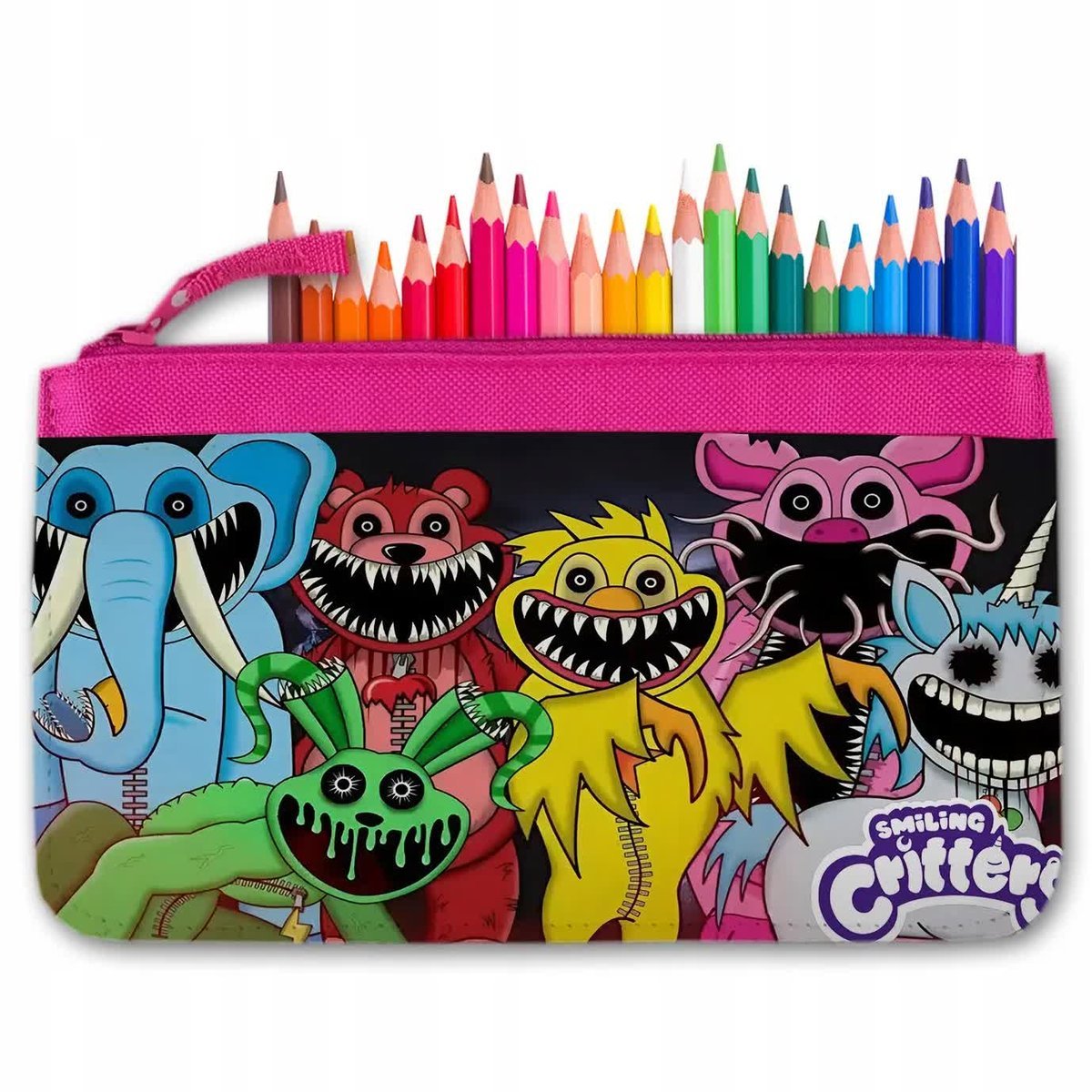 PIÓRNIK RÓŻOWY Saszetka Wyprawka Do Szkoły Dla Fana SMILING CRITTERS Wzory