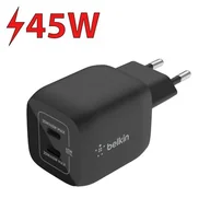 Ładowarki do telefonów - BELKIN WALL CHARGER 45W PD PPS DUAL USB-C GAN BLK - miniaturka - grafika 1