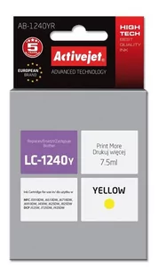 Tusz Activejet AB-1240YR (zamiennik Brother LC1240Y/1220Y; Premium; 7.5 ml; żółty) - Tusze zamienniki - miniaturka - grafika 1