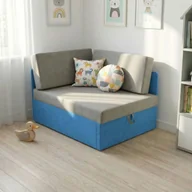 Narożniki - Sofa rozkładana narożna dla dzieci z funkcją spania Kubuś niebiesko/szary - miniaturka - grafika 1