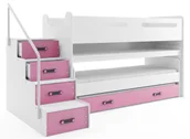 Łóżka dla dzieci i młodzieży - Biało-różowe łóżko piętrowe dla dziewczynek z biurkiem P6-D82 - miniaturka - grafika 1