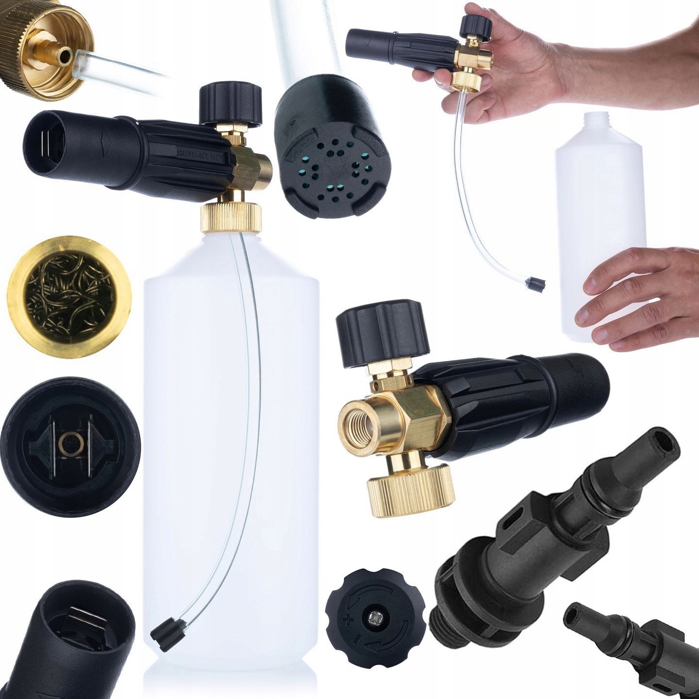 Rosfix Rosfix Pianownica S0401 1000ml do myjki ciśnieniowej G1/4F, dysza 1,23mm + Adapter / przejściówka do myjki ciśnieniowej Lavor na G1/4