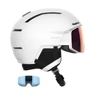 Kaski narciarskie - Salomon Driver Prime Sigma Plus kask narciarski z daszkiem, biały - miniaturka - grafika 1