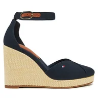 Półbuty damskie - Półbuty Tommy Hilfiger Flag High Wedge Espad Closed Toe FW0FW08494 Granatowy - miniaturka - grafika 1