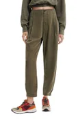 Spodnie damskie - Spodnie damskie Desigual Solid zielone -XS - DESIGUAL - miniaturka - grafika 1
