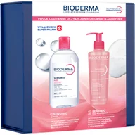 Zestawy kosmetyków damskich - Bioderma zestaw Sensibio: Woda micelarna 500ml + Żel oczyszczający 200ml - miniaturka - grafika 1